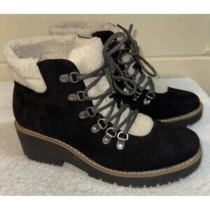 White Mountain Boots Womens 8M Deserve Lugsole Winter Ankle Bootie Black Lace Up